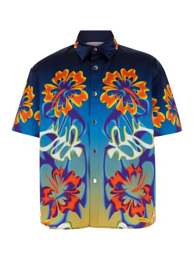 Shop Bluemarble Hibiscus Shortsleeves Shirt In Multicolor