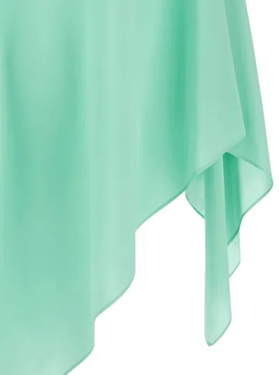 Shop Gianluca Capannolo Green Asymmetric Cape In Silk Woman