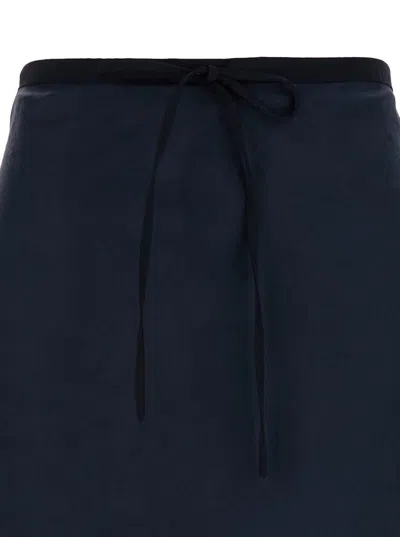 Shop Dunst Layered Satin Skirt In Blu