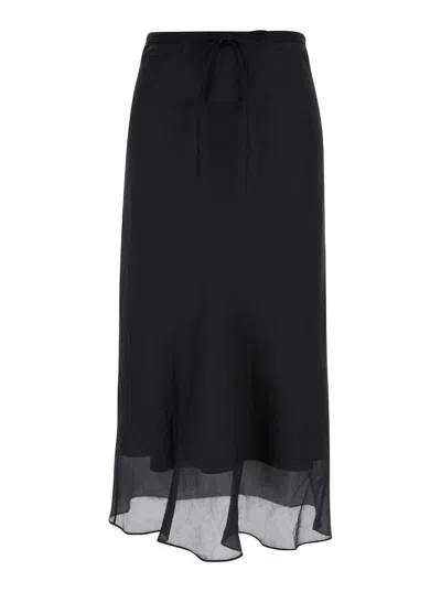 Shop Dunst Layered Satin Skirt In Black