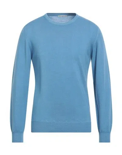 Shop Cliverjeans Man Sweater Azure Size Xxl Merino Wool In Blue