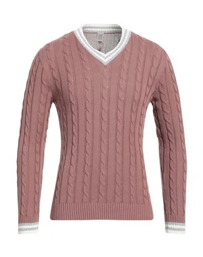 Shop Eleventy Man Sweater Pastel Pink Size M Cotton