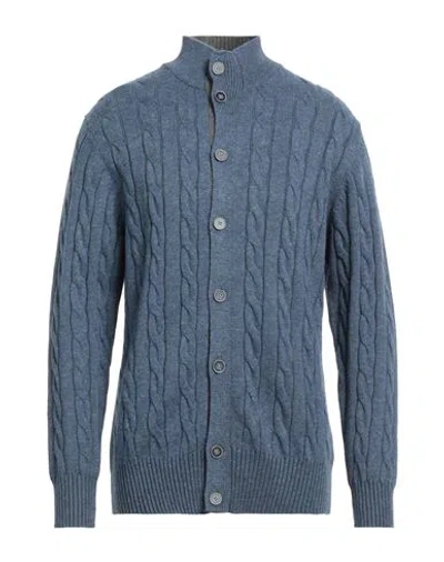 Shop Cashmere Company Man Cardigan Slate Blue Size 44 Wool, Cashmere