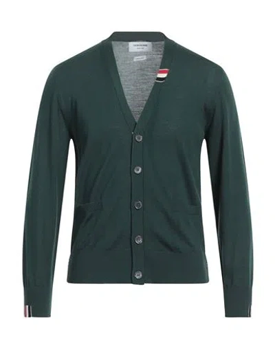 Shop Thom Browne Man Cardigan Green Size 3 Virgin Wool, Polyamide