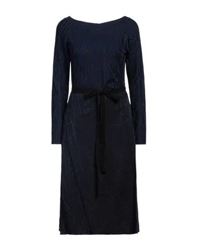 Shop M Missoni Woman Midi Dress Midnight Blue Size 10 Viscose, Cotton, Polyamide