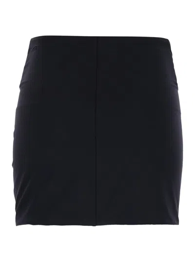 Shop Federica Tosi Black Wrinkled Mini Skirt In Techno Fabric Stretch Woman
