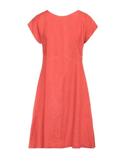 Rossopuro Woman Midi Dress Orange Size M Linen In Orange