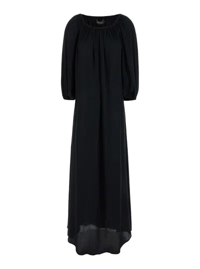 Shop Federica Tosi Black Off Shoulder Maxi Dress In Silk Blend Woman