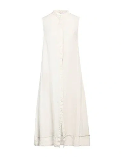 Rossopuro Woman Midi Dress Beige Size Xl Linen In Beige