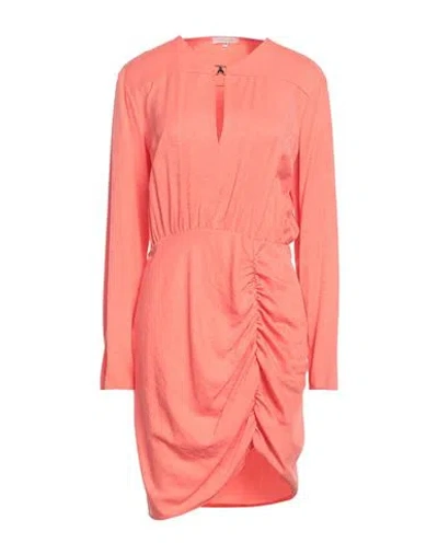 Shop Patrizia Pepe Woman Midi Dress Coral Size 6 Cupro, Polyester In Red