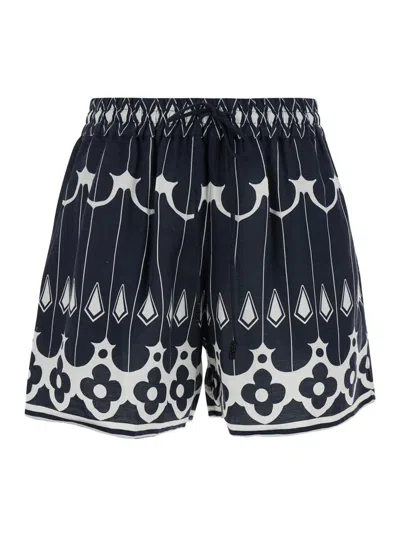 Shop Scarlett Poppies Black Bermuda Shorts With Drawstring In Techno Fabric Woman