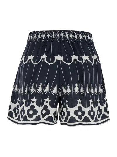 Shop Scarlett Poppies Black Bermuda Shorts With Drawstring In Techno Fabric Woman