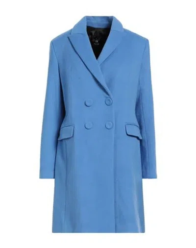 Shop Hanita Woman Coat Light Blue Size 8 Acetate, Viscose