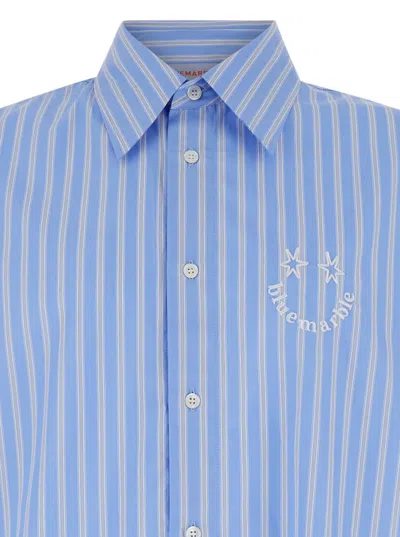 Shop Bluemarble Smiley Stripe Popelin Shirt In Blue