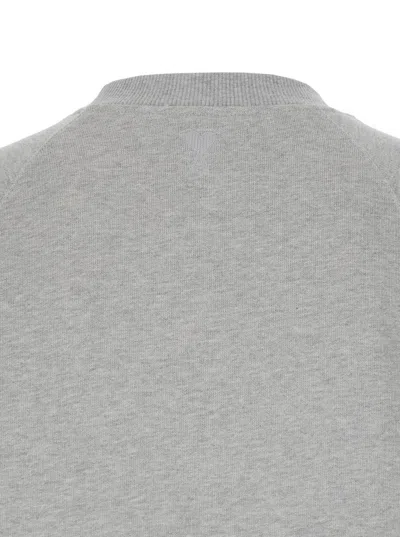 Shop Ami Alexandre Mattiussi Grey Crew Neck Sweater In Cotton Man