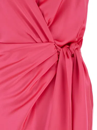 Shop Pinko Pink Long Dress Wit Knot In Satin Woman