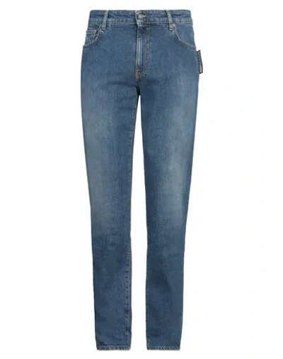 Shop Moschino Man Jeans Blue Size 38 Cotton, Elastane