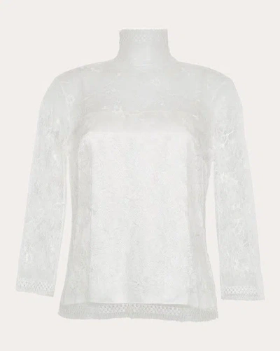 Shop Adam Lippes Women's Chantilly Lace Turtleneck Top In White