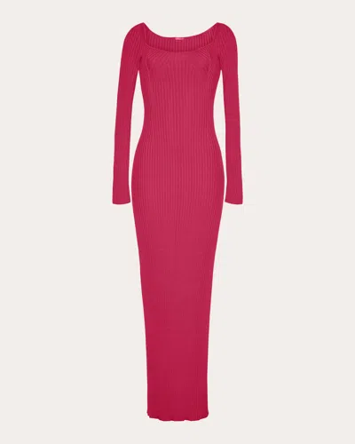 Shop Adam Lippes Women's Florentine Ribbed Silk Maxi Dress In Pink