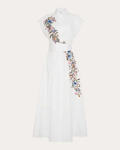 Shop Adam Lippes Women's Dejeuner Embroidered Poplin Shirt Dress In White