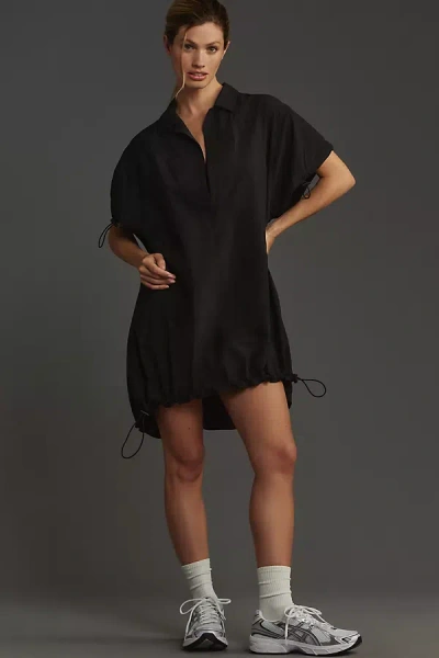Shop Daily Practice By Anthropologie Short-sleeve Collared Mini Dress In Black