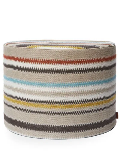 Shop Missoni Multicolour Blurred Zigzag Pouf In Neutrals