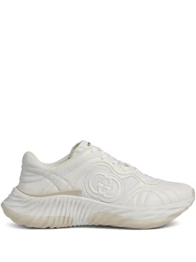 Shop Gucci White Interlocking G Leather Sneakers