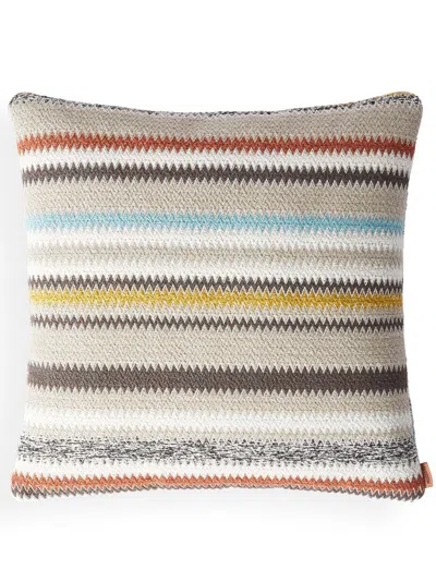 Shop Missoni Multicolour Blurred Zigzag Cushion In Neutrals