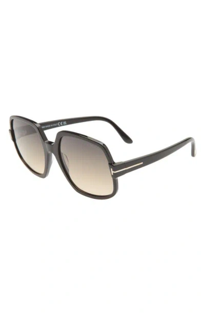 Tom Ford Delphine 60mm Gradient Sunglasses In Shiny Black / Gradient Smoke