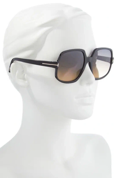Tom Ford Delphine 60mm Gradient Sunglasses In Shiny Black / Gradient Smoke