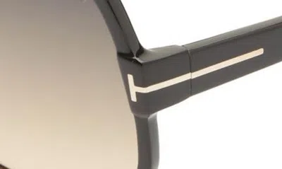Tom Ford Delphine 60mm Gradient Sunglasses In Shiny Black / Gradient Smoke