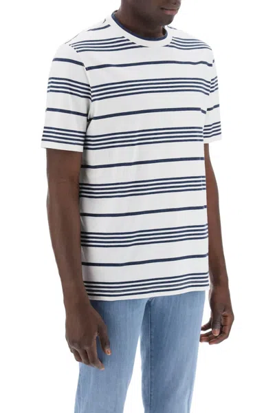 Shop Brunello Cucinelli Striped Crewneck T-shirt In White,blue