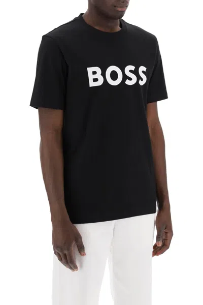 Shop Hugo Boss Tiburt 354 Logo Print T-shirt In Black