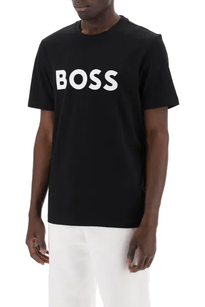 Shop Hugo Boss Tiburt 354 Logo Print T-shirt In Black