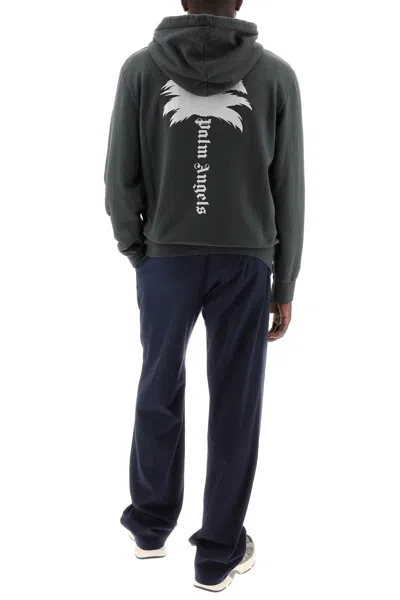 Shop Palm Angels The Palm Hooded Sweatshirt With In Grey