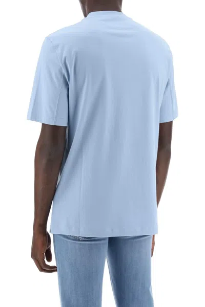 Shop Brunello Cucinelli T-shirt With Logo Print In Light Blue