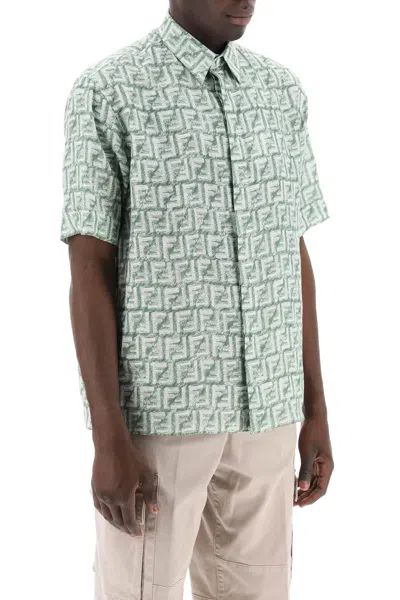 Shop Fendi Linen Ff Shirt In Green