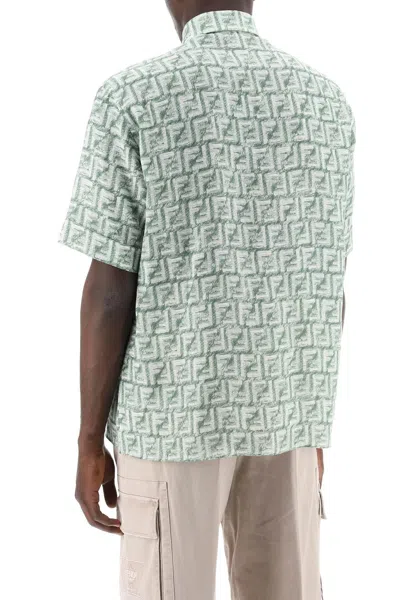 Shop Fendi Linen Ff Shirt In Green