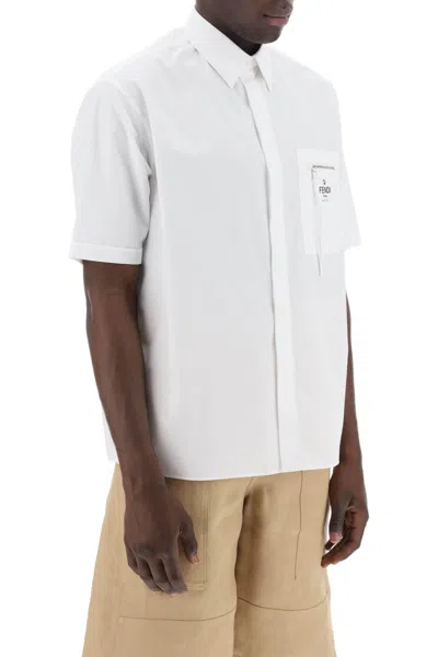 Shop Fendi Roma Pocket Short Sleeve Shirt In White