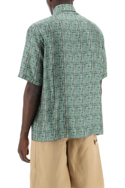 Shop Fendi Short-sleeved Silk Shirt With Ff In Green