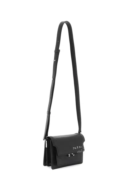 Shop Marni Mini Soft Trunk Shoulder Bag In Black