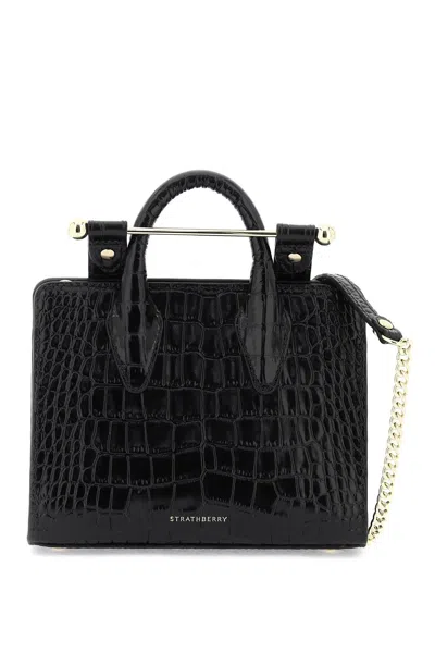Shop Strathberry Nano Tote Leather Bag In Black