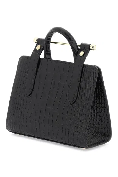 Shop Strathberry Nano Tote Leather Bag In Black