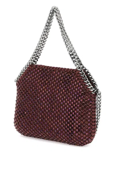 Shop Stella Mccartney Falabella Mini Bag With Mesh And Crystals In Purple