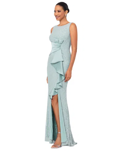 Shop Betsy & Adam Women's Lace Ruffled Gown In Sage