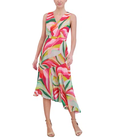 Shop Jessica Howard Women's V-neck Sleeveless Fit & Flare Dress In Multi