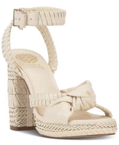 Shop Vince Camuto Fancey Woven Platform Dress Sandals In Creamy White