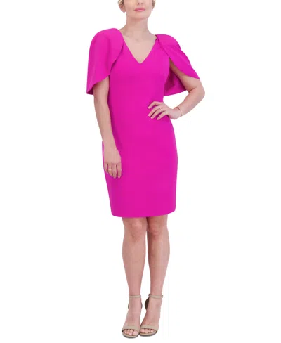 Shop Jessica Howard Women's V-neck Puff-sleeve Sheath Dress In Pink