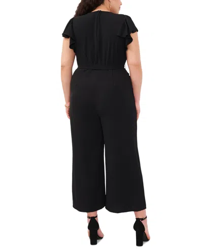 Shop Msk Plus Size Flutter-sleeve Wide-leg Jumpsuit In Deep Royal