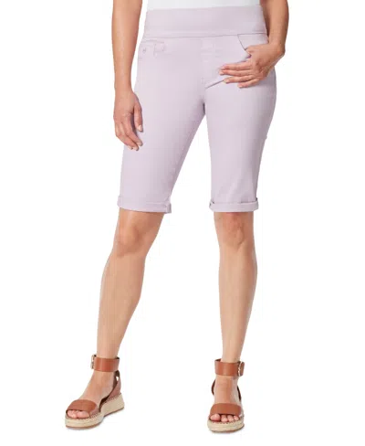 Shop Gloria Vanderbilt Petite Amanda Pull-on Bermuda Shorts In Lavender Kiss